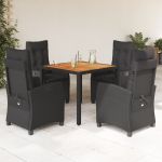 Set mobilier de grădină cu perne, 5 piese, negru, poliratan GartenMobel Dekor