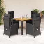 Set mobilier de grădină cu perne, 5 piese, negru, poliratan GartenMobel Dekor