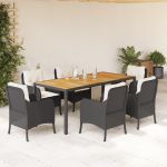 Set mobilier de grădină cu perne, 7 piese, negru, poliratan GartenMobel Dekor