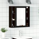 Dulap cu oglindă de baie stejar negru 60x16x60cm lemn prelucrat GartenMobel Dekor