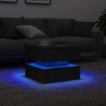 Masuta de cafea cu lumini LED Stejar negru 50x50x40 cm GartenMobel Dekor