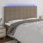 Tăblie de pat cu LED, gri taupe, 160x5x118/128 cm, textil GartenMobel Dekor