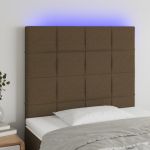 Tăblie de pat cu LED, maro închis, 80x5x118/128 cm, textil GartenMobel Dekor
