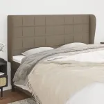 Tăblie de pat cu aripioare gri taupe 163x23x118/128 cm textil GartenMobel Dekor