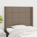Tăblie de pat cu aripioare gri taupe 83x16x118/128 cm textil GartenMobel Dekor