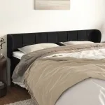 Tăblie de pat cu aripioare negru 183x23x78/88 cm catifea GartenMobel Dekor
