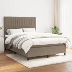 Pat box spring cu saltea, gri taupe, 140x200 cm, textil GartenMobel Dekor