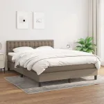 Pat box spring cu saltea, gri taupe, 140x200 cm, textil GartenMobel Dekor