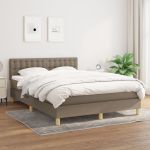 Pat box spring cu saltea, gri taupe, 140x200 cm, textil GartenMobel Dekor