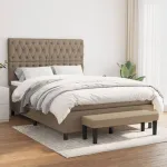 Pat box spring cu saltea, gri taupe, 140x200 cm, textil GartenMobel Dekor
