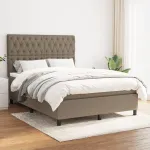 Pat box spring cu saltea, gri taupe, 140x200 cm, textil GartenMobel Dekor