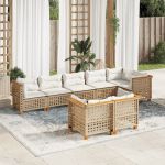 Set canapele de grădină, 8 piese, cu perne, bej, poliratan GartenMobel Dekor