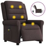 Fotoliu electric de masaj rabatabil, maro închis, textil GartenMobel Dekor
