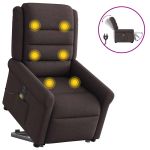 Fotoliu electric masaj rabatabil cu ridicare maro închis textil GartenMobel Dekor