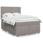 Pat box spring cu saltea, gri taupe, 140x200 cm, textil GartenMobel Dekor