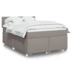 Pat box spring cu saltea, gri taupe, 140x200 cm, textil GartenMobel Dekor