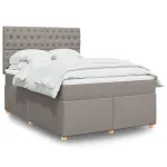Pat box spring cu saltea, gri taupe, 140x200 cm, textil GartenMobel Dekor