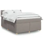 Pat box spring cu saltea, gri taupe, 140x200 cm, textil GartenMobel Dekor