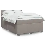 Pat box spring cu saltea, gri taupe, 140x200 cm, textil GartenMobel Dekor