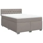 Pat box spring cu saltea, gri taupe, 140x200 cm, textil GartenMobel Dekor