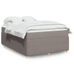 Pat box spring cu saltea, gri taupe, 140x200 cm, textil GartenMobel Dekor