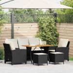 Set mobilier de grădină cu perne, 6 piese, negru, poliratan GartenMobel Dekor