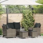 Set mobilier grădină cu perne, 6 piese, gri, poliratan GartenMobel Dekor
