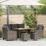 Set mobilier grădină cu perne, 6 piese, gri, poliratan GartenMobel Dekor