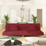 Canapea extensibilă cu 2 locuri, 2 perne, roșu vin, textil GartenMobel Dekor