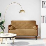 Canapea loveseat cu perne de suport maro 110 cm catifea GartenMobel Dekor