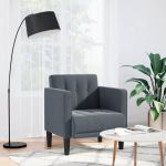 Canapea scaun cu cotiere, gri închis, 53 cm, catifea GartenMobel Dekor