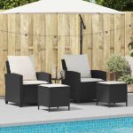 Set mobilier de grădină cu perne, 4 piese, negru, poliratan GartenMobel Dekor