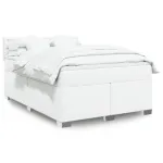 Pat box spring cu saltea, alb, 160x200 cm, piele ecologică GartenMobel Dekor