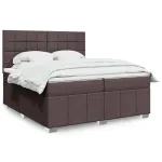 Pat box spring cu saltea, maro închis, 200x200 cm, textil GartenMobel Dekor