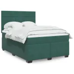 Pat box spring cu saltea, verde închis, 140x190 cm, catifea GartenMobel Dekor