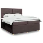 Pat box spring cu saltea, maro închis, 200x200 cm, textil GartenMobel Dekor
