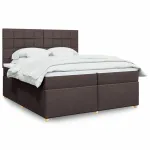 Pat box spring cu saltea, maro închis, 200x200 cm, textil GartenMobel Dekor
