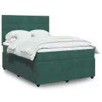 Pat box spring cu saltea, verde închis, 140x190 cm, catifea GartenMobel Dekor