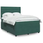 Pat box spring cu saltea, verde închis, 160x200 cm, catifea GartenMobel Dekor