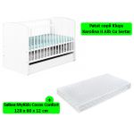 Patut cu sertar KLUPS Karolina II Alb + Saltea 12 MyKids Confort II GreatGoods Plaything