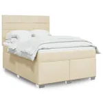 Pat box spring cu saltea, crem, 160x200 cm, material textil GartenMobel Dekor
