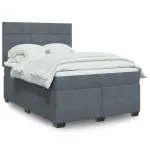Pat box spring cu saltea, gri închis, 160x200 cm, catifea GartenMobel Dekor