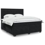Pat box spring cu saltea, negru, 180x200 cm, catifea GartenMobel Dekor