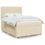 Pat box spring cu saltea, crem, 160x200 cm, material textil GartenMobel Dekor
