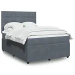 Pat box spring cu saltea, gri închis, 160x200 cm, catifea GartenMobel Dekor