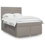 Pat box spring cu saltea, gri taupe, 160x200 cm material textil GartenMobel Dekor