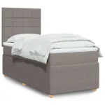 Pat box spring cu saltea, gri taupe, 80x200 cm, textil GartenMobel Dekor