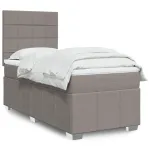 Pat box spring cu saltea, gri taupe, 80x200 cm, textil GartenMobel Dekor