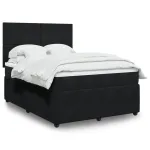 Pat box spring cu saltea, negru, 160x200 cm, catifea GartenMobel Dekor