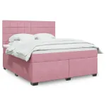 Pat box spring cu saltea, roz, 180x200 cm, catifea GartenMobel Dekor